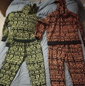 Von Dutch Yellow and Orange Logo Tracksuit Set